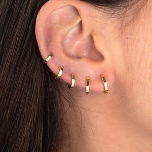 Boucles d'oreilles mini créoles anneaux argent ou doré,5 tailles à choisir,cadeaux femme image 1