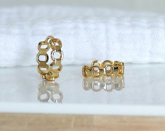 Pendientes pequeños de aro en forma de cadena, criollos de plata o baño de oro para mujer, regalo