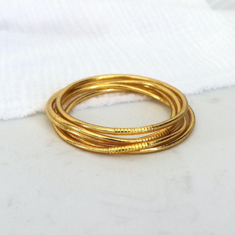 Fine and golden Buddhist bangle bracelet, women's bracelet sold individually, gift ideas image 5