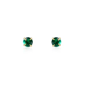 Petites puces d'oreilles avec zircon,clous d'oreilles trois couleurs disponibles, boucles d'oreilles dorées femme Vert