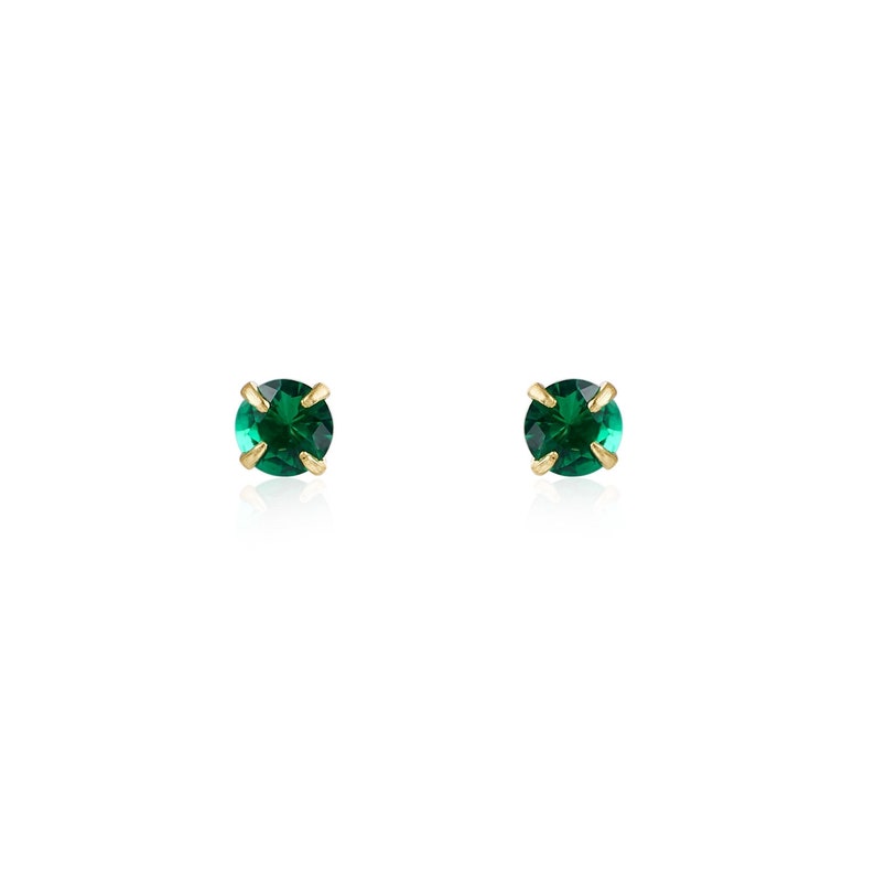 Petites puces d'oreilles avec zircon,clous d'oreilles trois couleurs disponibles, boucles d'oreilles dorées femme Vert