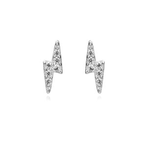 Petites puces d'oreilles éclairs avec brillants zircons, mini clous femme en argent ou doré, boucles d'oreilles minimalistes image 5