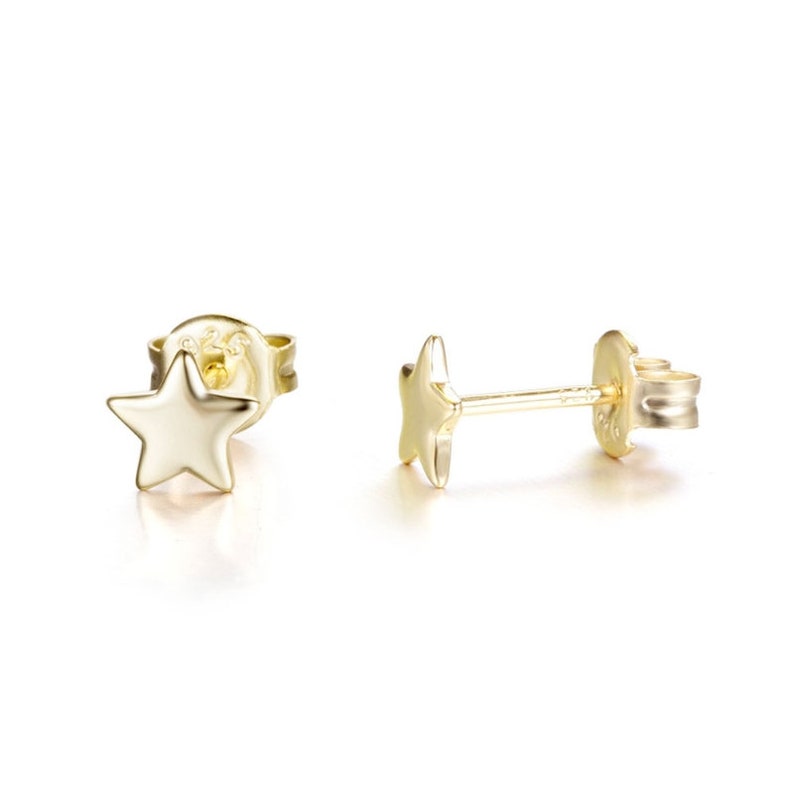 small star stud earrings for women, mini minimalist stud earrings available in silver or gold, women's gifts Gold