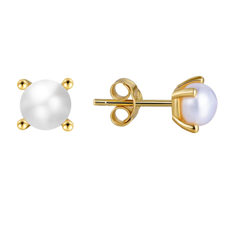 Boucles puces d'oreilles perles d'eau douce,petits clous d'oreilles pour femme minimalistes,disponibles en argent ou en doré image 4