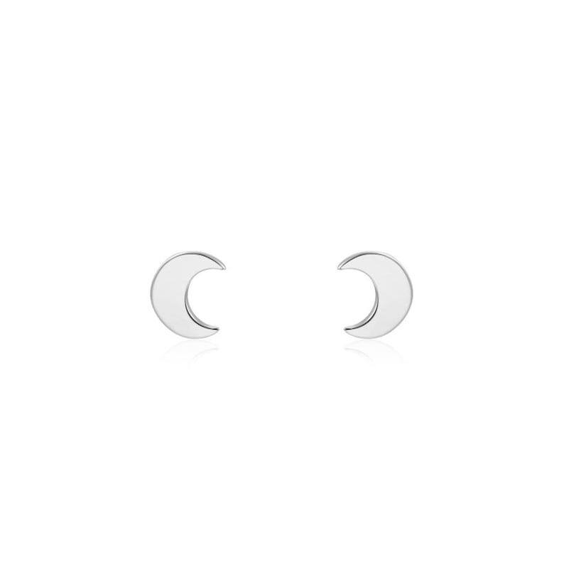 Petites puces d'oreilles forme lune,clous d'oreilles disponible en argent ou dorés, boucles d'oreilles minimalistes femme Argent