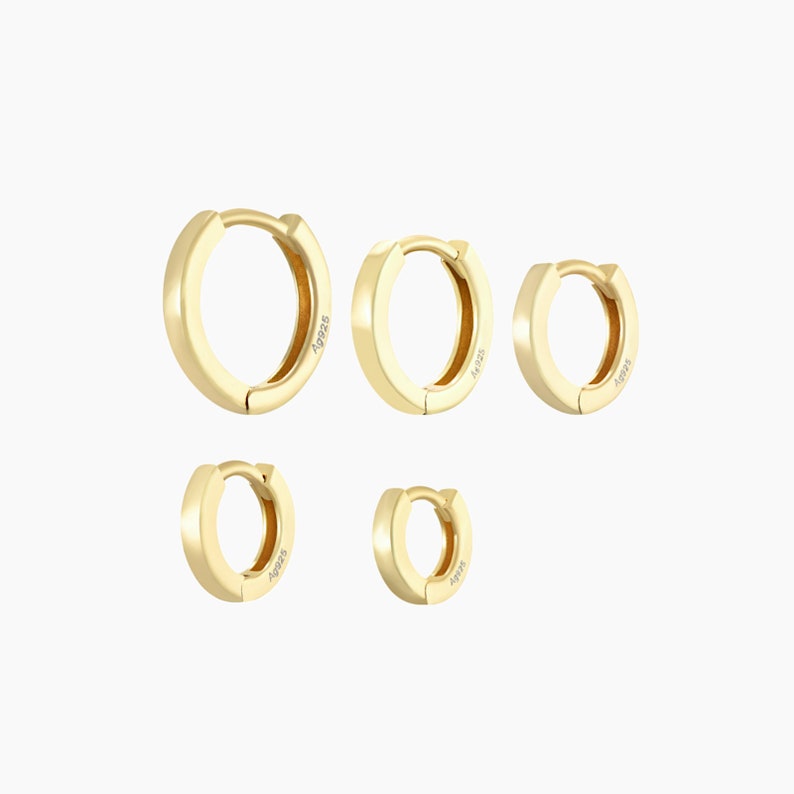 Boucles d'oreilles mini créoles anneaux argent ou doré,5 tailles à choisir,cadeaux femme image 2