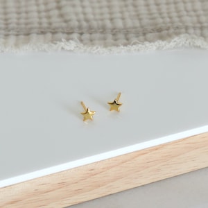 small star stud earrings for women, mini minimalist stud earrings available in silver or gold, women's gifts image 6