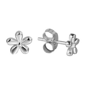 Petites puces d'oreilles fleurs,mini clous d'oreilles argent ou dorés pour femme,boucles d'oreilles minimalistes image 4