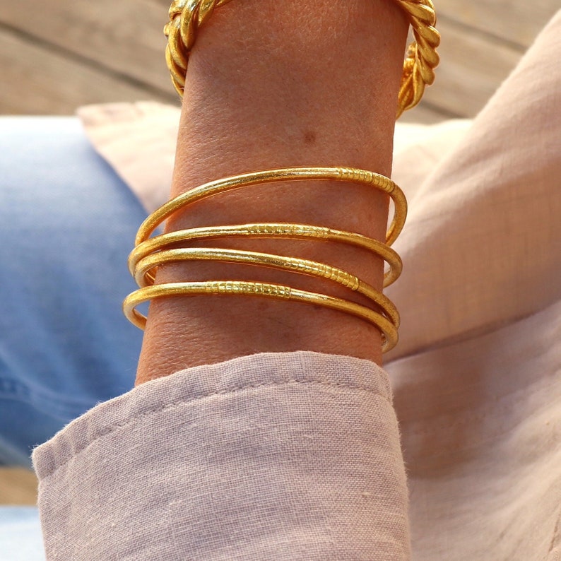 Fine and golden Buddhist bangle bracelet, women's bracelet sold individually, gift ideas image 1