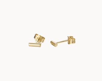 Small bar stud earrings for women, minimalist mini stud earrings in gold or silver, gifts for her