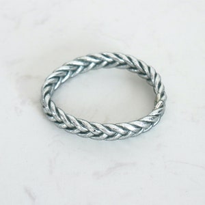 Silver-colored braided bangle bracelet, boho bracelet for women, gift ideas image 5