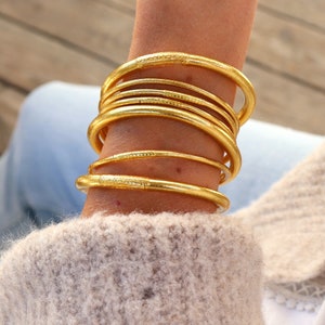 Fine and golden Buddhist bangle bracelet, women's bracelet sold individually, gift ideas image 3