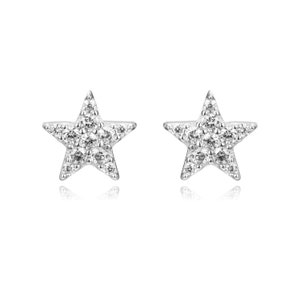 Small star earrings with zircons, mini silver or gold women's ear studs, minimalist style image 6