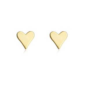 Petites boucles d'oreilles puces coeur,mini clous d'oreilles femme minimaliste disponibles en argent ou doré Or