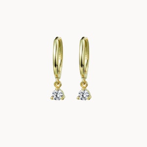 Boucles d'oreilles femme cerceaux avec zircons, créoles disponibles en argent ou doré , boucles d'oreilles minimalistes, mini hoops image 9