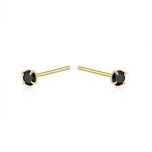 Petites puces d'oreilles avec zircon,clous d'oreilles trois couleurs disponibles, boucles d'oreilles dorées femme Noir