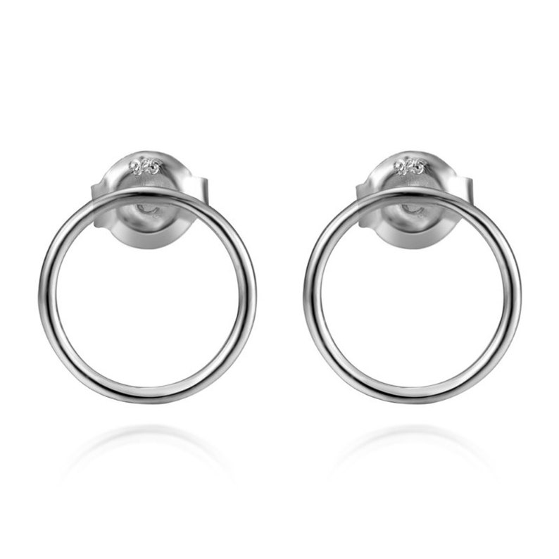 Petites boucles d'oreilles puces anneau rond, clous d'oreilles femme minimaliste en argent ou doré, cadeaux femme image 4