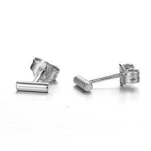 Small gold or silver bar earrings, mini minimalist ear studs, women's earrings image 6