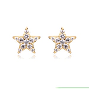 Small star earrings with zircons, mini silver or gold women's ear studs, minimalist style image 5