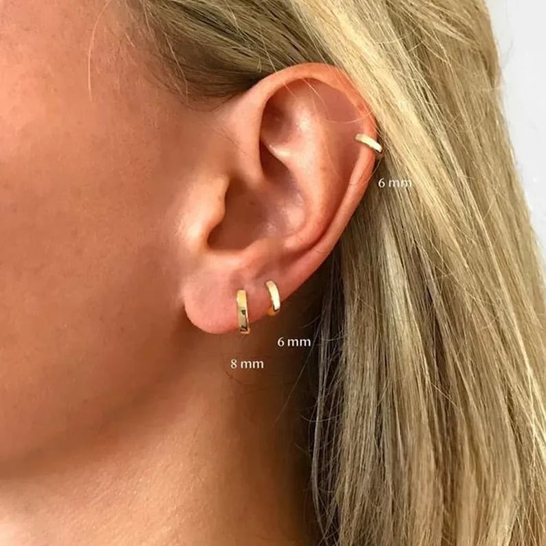 Boucles d'oreilles mini créoles anneaux argent ou doré,5 tailles à choisir,cadeaux femme image 7