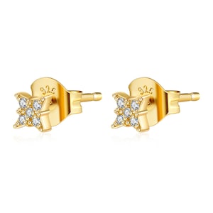 Petites boucles d'oreilles clous étoile avec zircons, puces minimalistes star, cadeau femme Or