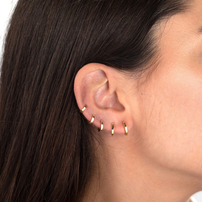 Boucles d'oreilles mini créoles anneaux argent ou doré,5 tailles à choisir,cadeaux femme image 1