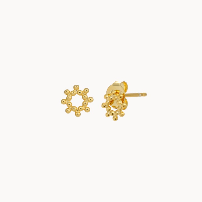 Small sun ball stud earrings, mini women's earrings in silver or gold for a minimalist style, women's gifts Gold