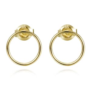Petites boucles d'oreilles puces anneau rond, clous d'oreilles femme minimaliste en argent ou doré, cadeaux femme image 3