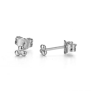 boucles d'oreilles puces trois boules, petits clous d'oreilles dorés ou argent, puces minimalistes femme image 4