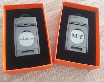 Personalized Double Flame Cigar Lighter - Luxury Gift for Him, Custom Engraved Jet Lighter
