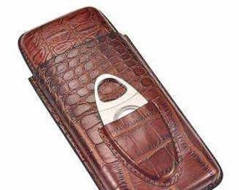 Personalized Triple Cigar Case - Engraved with Initials - Ideal Gift for Cigar Aficionados - Customized Touch for Special Occasions