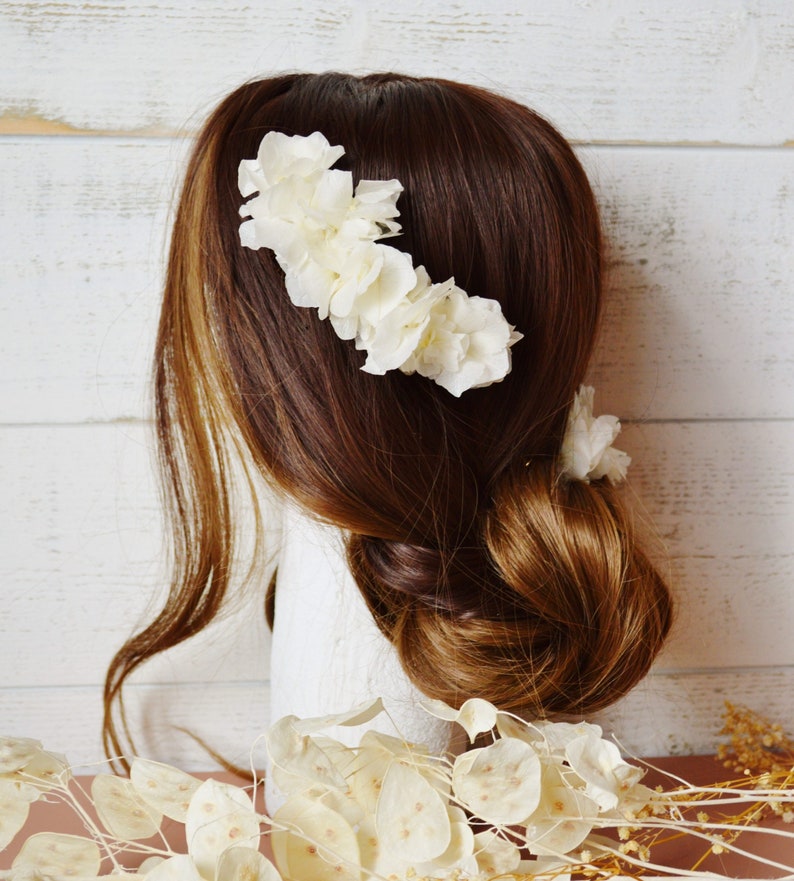 3 bun picks eternal fresh flowers ivory white Pure collection image 8