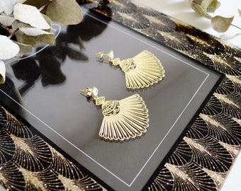 Art deco fan earrings – gatsby wedding jewelry – roaring twenties