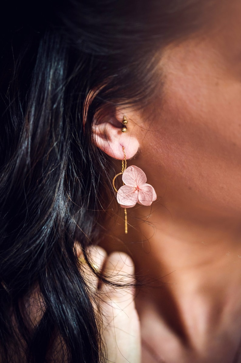 Eternal flower dangling earrings, old pink various colors image 2