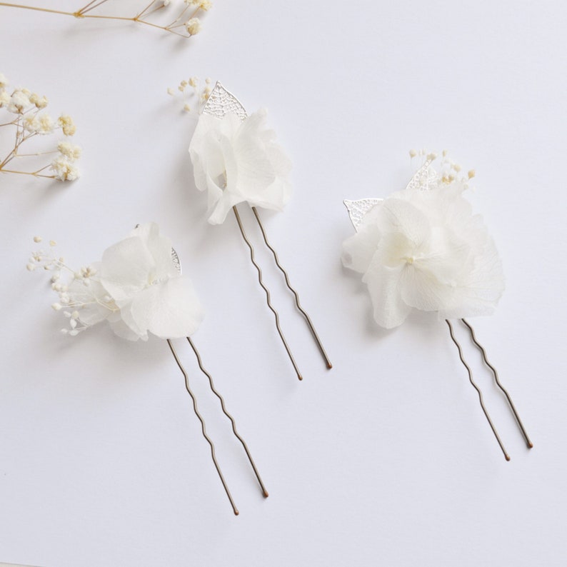 3 bun picks eternal fresh flowers ivory white Pure collection image 7