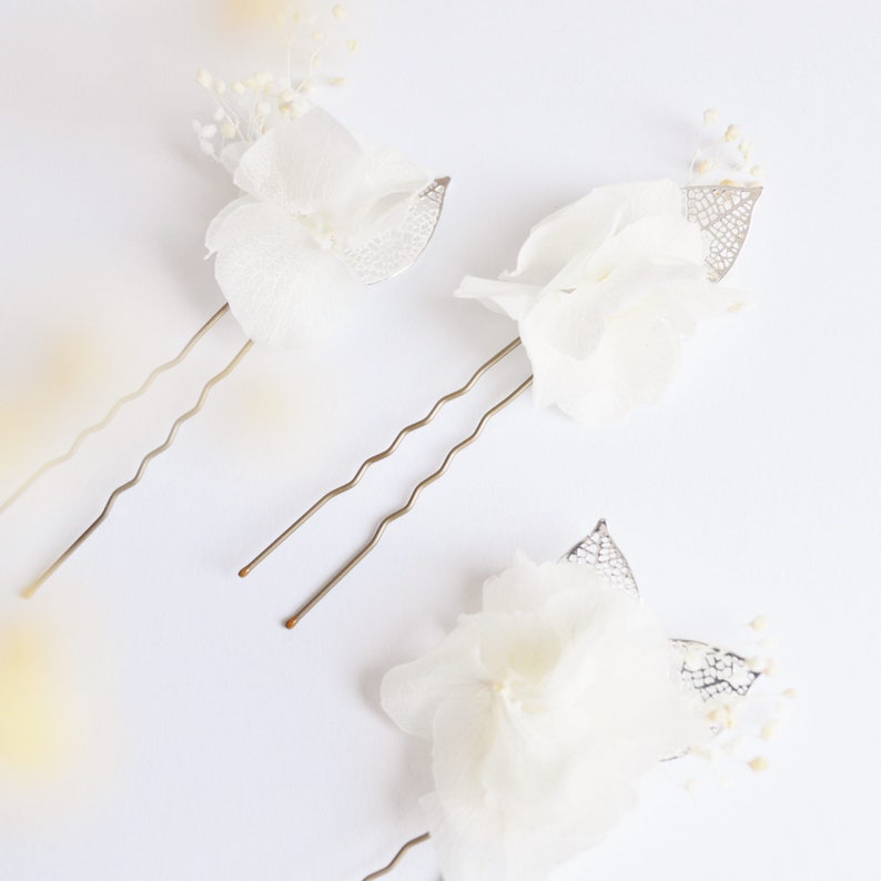 3 bun picks eternal fresh flowers ivory white Pure collection image 10