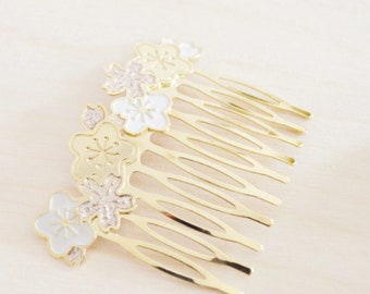 Sakura Flower Enamelled Hair Comb 櫻