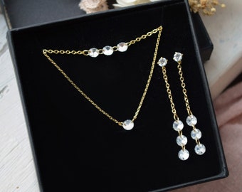 Brautschmuck – Halskette + Schnallen + Kristall-Strass-Armband – minimalistischer und schicker Hochzeitsschmuck