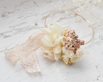 Bracelet mariage feuilles, fleurs et eucalyptus