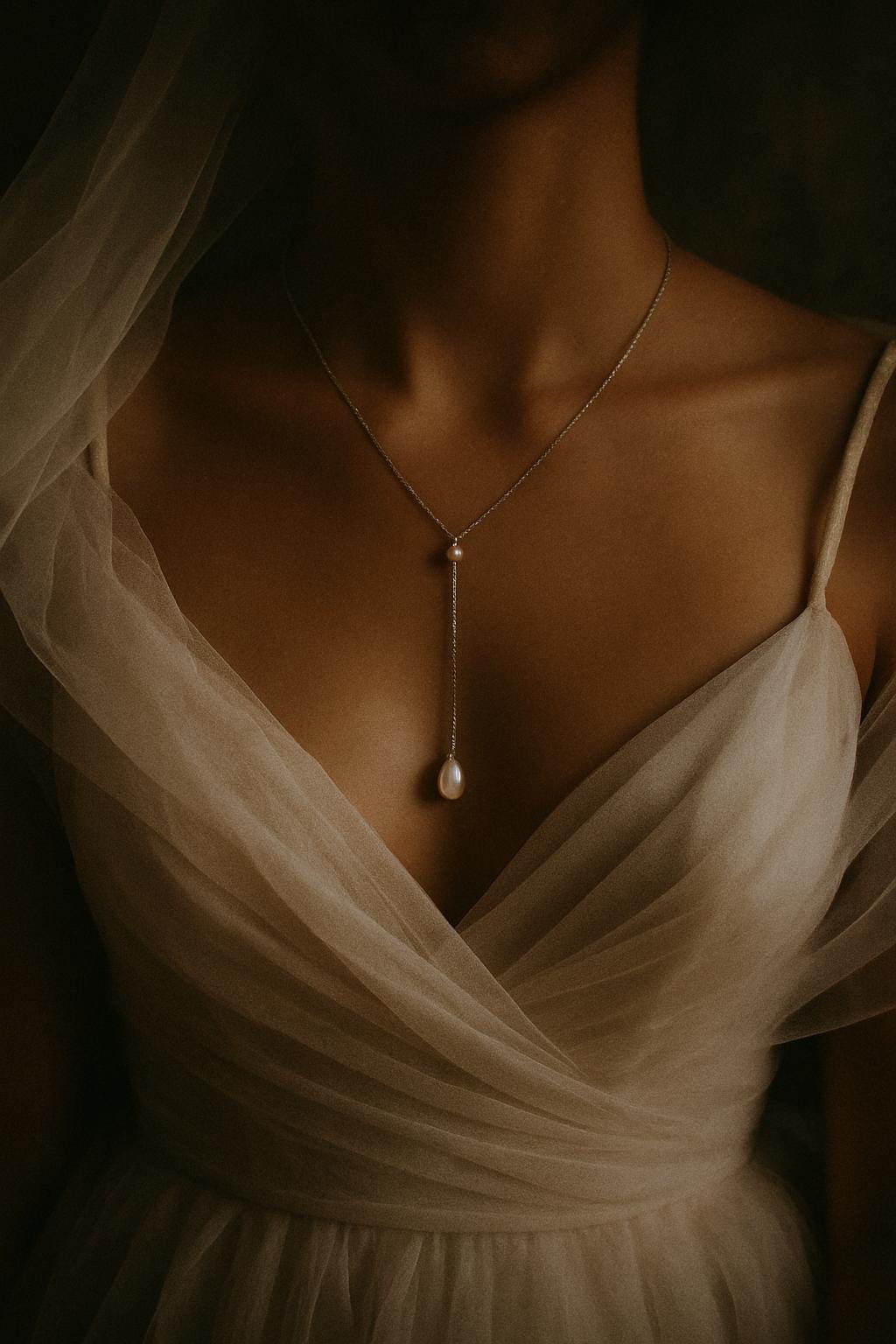 Fine pearl necklace with Anna drop pendant - minimalist and chic Ceremony jewelry