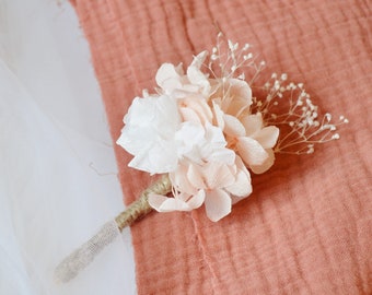 Wedding buttonhole preserved pale pink flowers