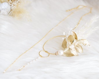 Pampas headband, hydrangeas and plant details – pampas wedding – boho chic wedding