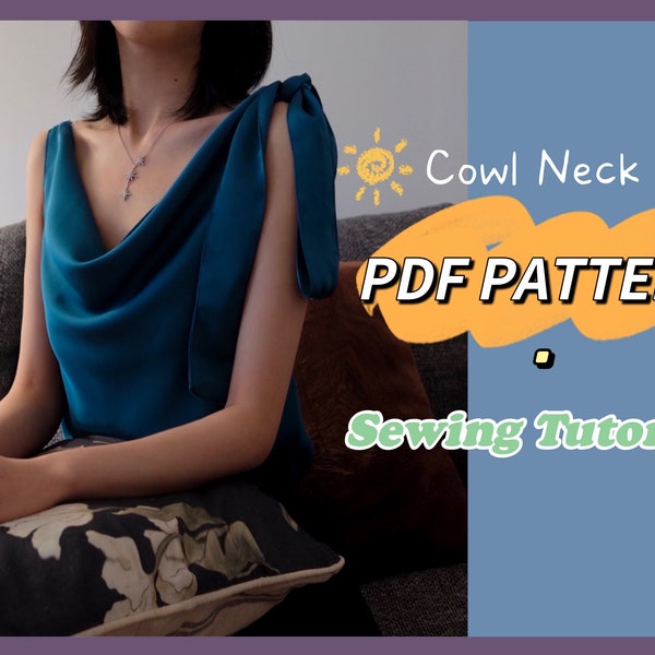 Cowl Neck Top Digital Pattern // EU 34-44, US xs-2xl // PDF Sewing Patterns