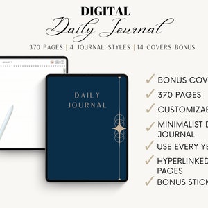 Digital Daily Journal, 366 Daily Pages Journal, Daily Journal for GoodNotes, Notability, Digital Diary,  iPad Journal, Hyperlinked Journal