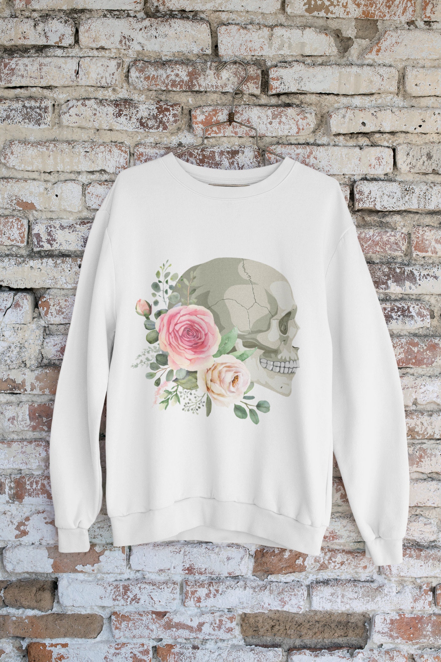 Floral Skeleton Crew Neck Sweatshirt 
