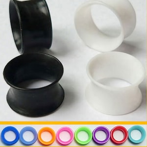 1 pair of extra soft silicone flesh tunnel silicone ear plug ear piercing double flared 4-10 mm