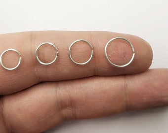 925er Silber 0,6 mm / 0,8 mmNasenpiercing Segmentring Septum Nase Ring Brust Lippen sehr dünner Nasenring helix ohrpiercing 5 - 14 mm