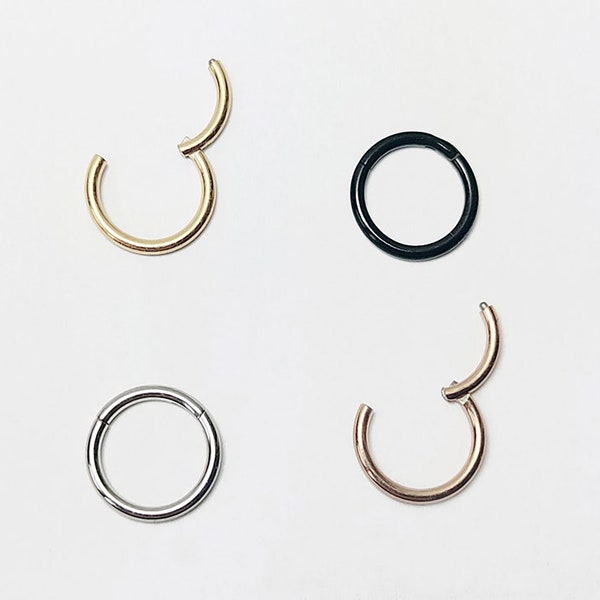 Piercing nez segment anneau septum nez anneau poitrine lèvre charnière clicker très fin 8 mm (5/16") 6 mm (1/4") or argent 0,8/1/1,2/1,6 mm