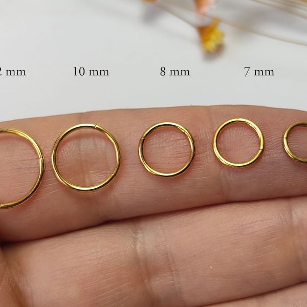 0,8 mm/1 mm/1,2 mm/1,6 mm nez piercing segment anneau septum nez anneau poitrine lèvre charnière clicker plaqué or sur acier chirurgical