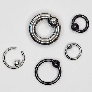 Piercing Clamping Ring Stainless Steel Silver Black Thick Clamping Ring Piercing Clamping Ball Ring Piercing Clamping Ring with Ball BCR (Ball Closure Ring)